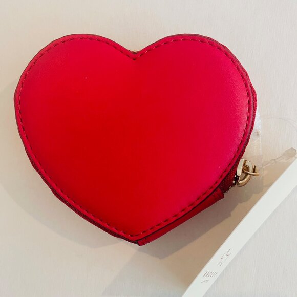 Radley London Leather Heart Shaped Coin Purse, red - Picture 3 of 10